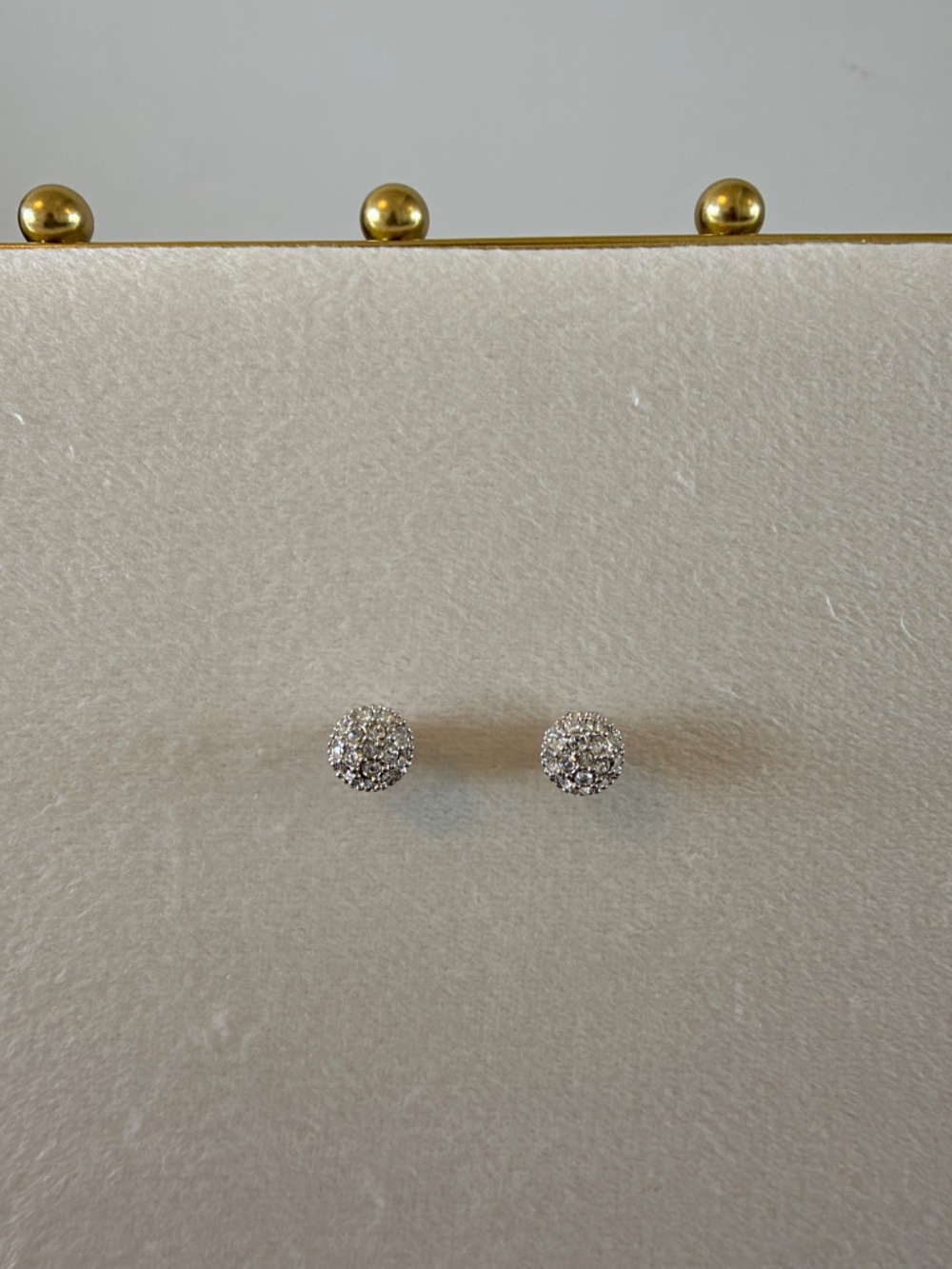 Swarovski Stud Pave Rhinestone Ball Earrings Silver Tone